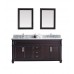 Victoria 72" Double Bathroom Vanity in Espresso with Marble Top and Square Sink with Mirrors - B07D3YZC5N